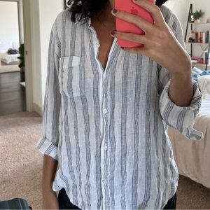 Rails Blue/White Striped Button Up